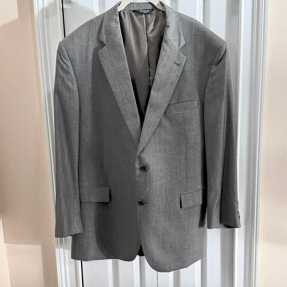 Jos. A. Bank Signature Collection 46R wool & silk gray sport coat blazer jacket